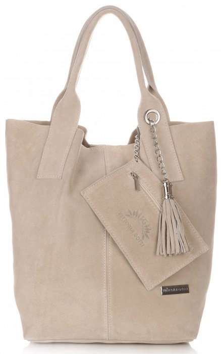 Kožené kabelka shopper bag Vittoria Gotti béžová V5190