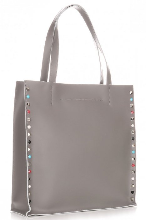 Kožené kabelka shopper bag Genuine Leather šedá 5013