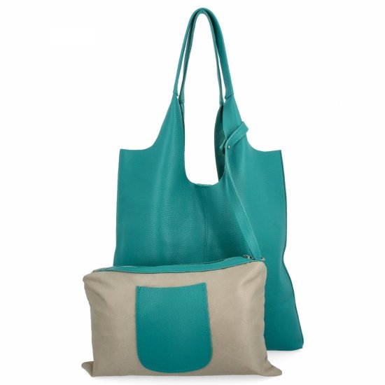 Kožené kabelka shopper bag Vittoria Gotti zelená 165
