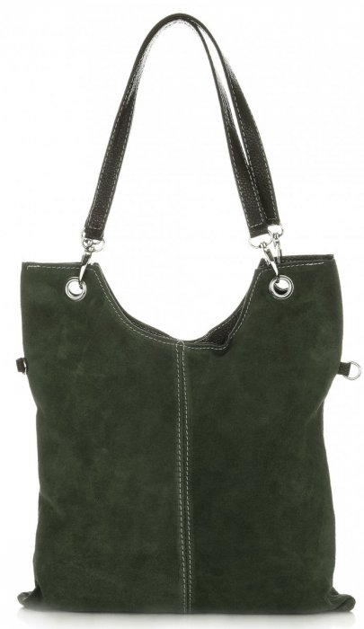 Kožené kabelka listonoška Genuine Leather fľašková zelená 517