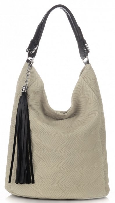 Kožené kabelka shopper bag Genuine Leather béžová G100
