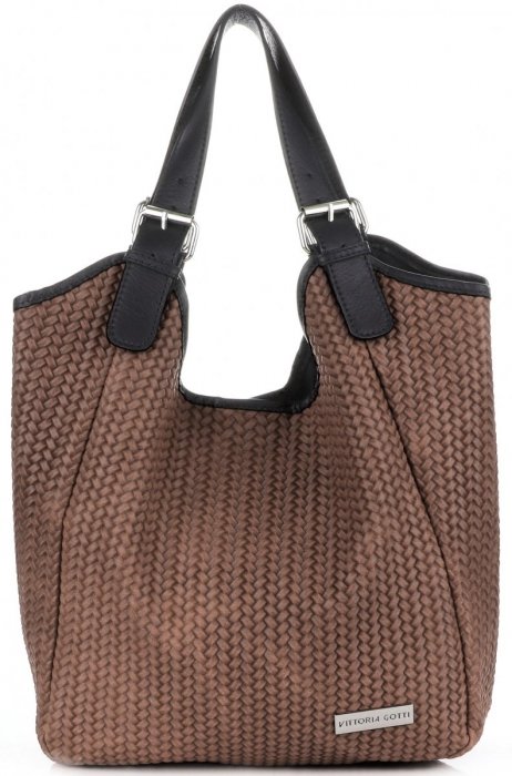 Kožené kabelka shopper bag Vittoria Gotti zemitá V80050