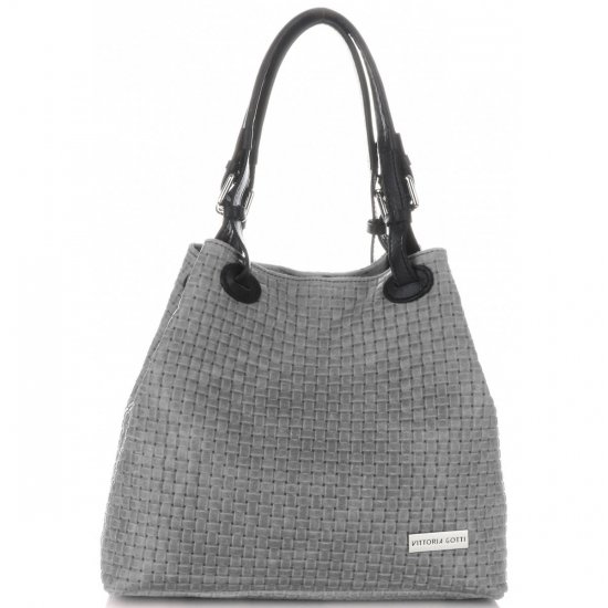 Kožené kabelka shopper bag Vittoria Gotti šedá V80047