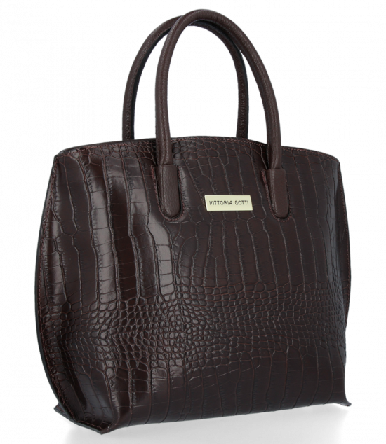 Kožené kabelka kufrík Vittoria Gotti čokoládová V4382COCO
