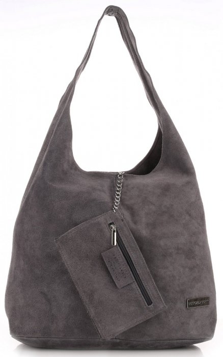 Kožené kabelka shopper bag Vittoria Gotti šedá V8802