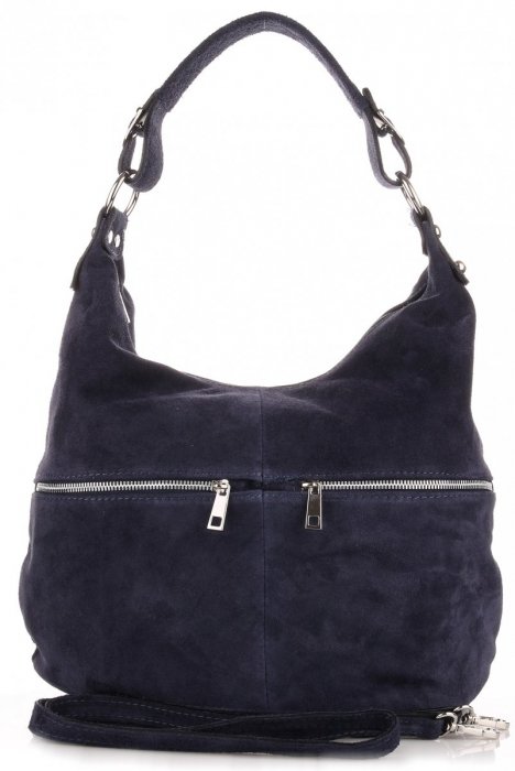 Kožené kabelka univerzálna Genuine Leather tmavo modrá 8309