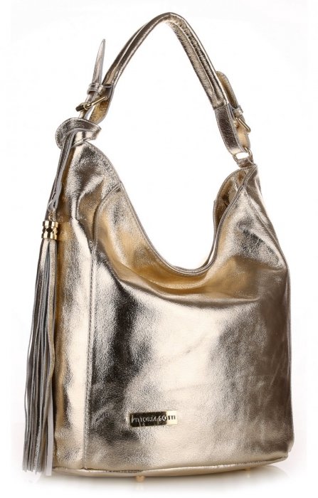 Kožené kabelka shopper bag Vittoria Gotti zlatá V803