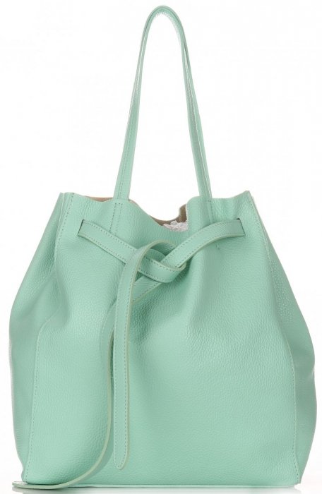 Kožené kabelka shopper bag Genuine Leather mätová 1158