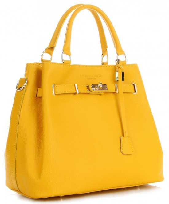 Kožené kabelka kufrík Vittoria Gotti žltá V366