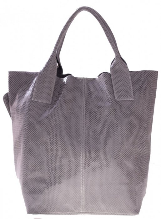 Torebki skorzane Shopper bagi Lakierowane Jasno Szara Panitorbalska.pl