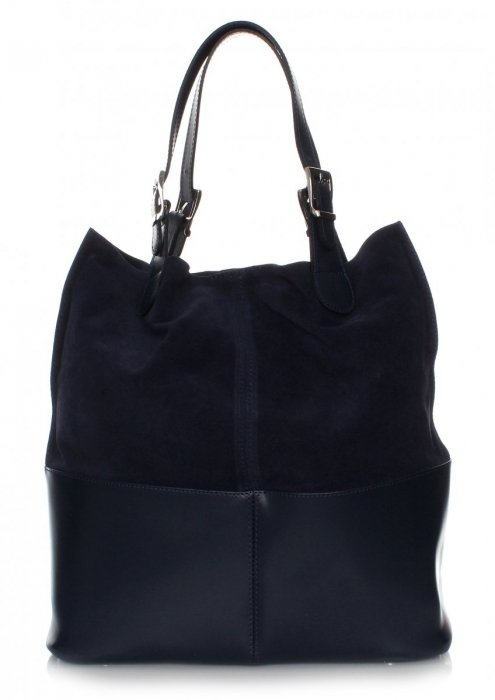 Kožená kabelka exkluzivní Shopper bag Tmavě modrá