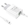 HOCO C80A NETWORK CHARGER PD20W/QC3.0 + LIGHTNING CABLE WHITE