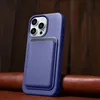 iCarer Case Leather pokrowiec etui z naturalnej skóry do iPhone 14 Pro Max jasnofioletowy (WMI14220708-LP) (kompatybilne z MagSa