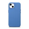 iCarer Litchi Premium Leather Case skórzane etui iPhone 14 Plus magnetyczne z MagSafe jasnoniebieski (WMI14220711-LB)