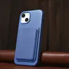 iCarer Litchi Premium Leather Case skórzane etui iPhone 14 Plus magnetyczne z MagSafe jasnoniebieski (WMI14220711-LB)