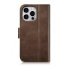 iCarer Oil Wax Wallet Case 2in1 etui iPhone 14 Pro skórzany pokrowiec z klapką Anti-RFID brązowy (WMI14220722-BN)