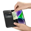 iCarer Wallet Case 2in1 etui iPhone 14 Plus skórzany pokrowiec z klapką Anti-RFID czarny (WMI14220727-BK)