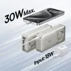 Powerbank Baseus Free2Pull 10000mAh 30W z portem USB-C i rozwijanym kablem USB-C - szary