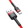 Baseus Cafule Cable wytrzymały nylonowy kabel przewód USB / USB-C QC3.0 2A 3M czerwony (CATKLF-U09)