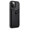 Nillkin Aoge Leather Case elastyczne pancerne etui z prawdziwej skóry z kieszonką iPhone 12 mini czarny