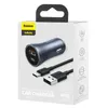 Ładowarka Baseus Golden Contactor Pro do samochodu USB-C / USB-A 40W PD QC 4+ SCP FCP AFC + kabel - szara