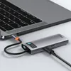 HUB Baseus Metal Gleam 6w1 USB-C - USB-C PD 100W 1x HDMI 4K 30Hz 3x USB-A 3.2 1x RJ45 - szary