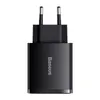 Baseus Compact szybka ładowarka sieciowa 2x USB / USB Typ C 30W 3A Power Delivery Quick Charge czarny (CCXJ-E01)