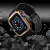 Pasek z etui ochronnym Protect Strap Band do Apple Watch 38 / 40 / 41 mm opaska obudowa pancerna - czarny, różowe złoto
