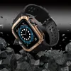 Pasek z etui ochronnym Protect Strap Band do Apple Watch 42 / 44 / 45 mm opaska obudowa pancerna - czarny, różowe złoto