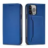 Magnet Card Case etui iPhone 14 Plus pokrowiec z klapką portfel podstawka niebieskie