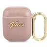 Guess GUA2SASMP AirPods 1/2 cover różowy/pink Saffiano Script Metal Collection