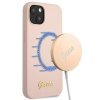 Guess GUHMP13MLSLMGLP iPhone 13 / 14 /15 6.1 jasnoróżowy/light pink hardcase Silicone Script Gold Logo Magsafe