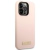 Guess GUHMP14XSBPLP iPhone 14 Pro Max6,7 różowy/pink hard case Silicone Logo Plate MagSafe