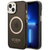 Guess GUHMP14SHTCMK iPhone 14 / 15 / 13 6.1 czarny/black hard case Gold Outline Translucent MagSafe