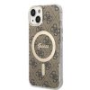 Zestaw Guess GUBPP14SH4EACSW Case+ Charger iPhone 14 / 15 / 13 6,1 brązowy/brown hard case 4G Print MagSafe