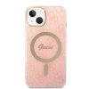 Zestaw Guess GUBPP14MH4EACSP Case+ Charger iPhone 14 Plus / 15 Plus 6.7 różowy/pink hard case 4G Print MagSafe