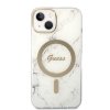 Zestaw Guess GUBPP14MHMEACSH Case+ Charger iPhone 14 Plus / 15 Plus 6.7 biały/white hard case Marble MagSafe