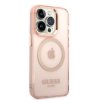 Guess GUHMP14LHTCMP iPhone 14 Pro 6,1 różowy/pink hard case Gold Outline Translucent MagSafe