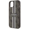 Guess GUHMP14SP4RPSW iPhone 14 / 15 / 13 6.1 brązowy/brown hardcase 4G Printed Stripes MagSafe