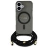 Guess GUHMP16SHCTSGNSK iPhone 16 6.1    czarny/black hardcase Crossbody Cord Script MagSafe