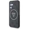 Etui Guess 4G Glitter Triangle Buttons MagSafe do Samsung Galaxy S25 czarny