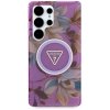 Etui Guess Glitter Flowers Triangle Buttons MagSafe do Samsung Galaxy S25 Ultra fioletowy