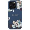 Etui Guess Grained Printed Flower        Pattern MagSafe do iPhone 16 Pro Max niebieski