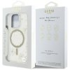 Etui Guess Resin Flowers Glitter MagSafe do iPhone 16 Pro Max beżowy