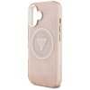 Etui Guess IML Metal Glitter 4G Circle   Triangle MagSafe do iPhone 16 różowy