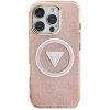 Etui Guess IML Metal Glitter 4G Circle   Triangle MagSafe do iPhone 16 Pro Max różowy