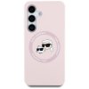 Etui Karl Lagerfeld Silicone Double Heads And Circle MagSafe do Samsung Galaxy S25 różowy