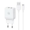 USAMS Ład. siec. 2xUSB-A + kabel Micro/USB-A Fast Charging biały/white series HC HCXLTZ02