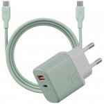 Ładowarka sieciowa Bazic GoPort Velox    Kit USB-C/USB-A GaN 35W z kablem zielony