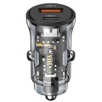 USAMS Ładowarka samochodowa 1xUSB+1xUSB-C C32 30WFast Charge czarny/black CC164CC01 (US-CC164)